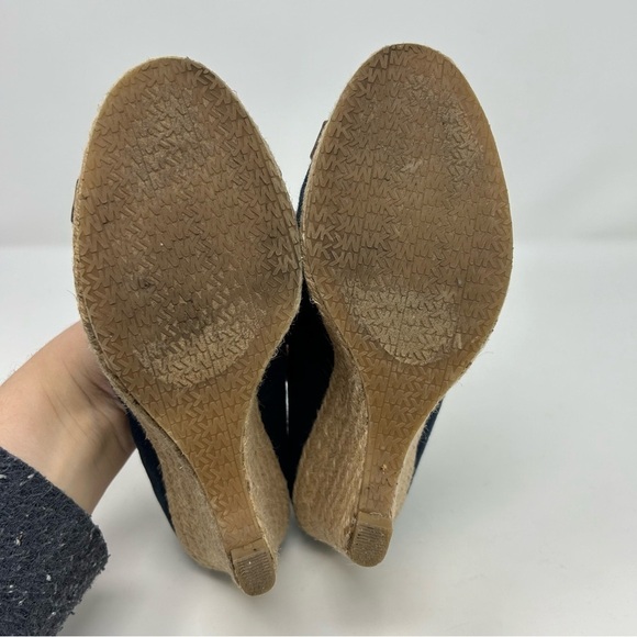 Michael Michael Kors Denim Blue Peep Toe Espadrille Wedges Size 7 - Picture 8 of 13